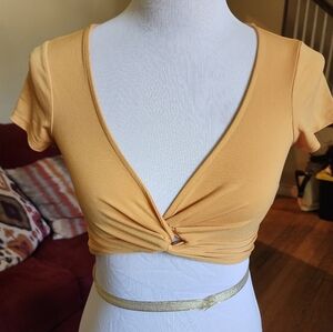 Forever 21 Mustard Twist Front Blouse